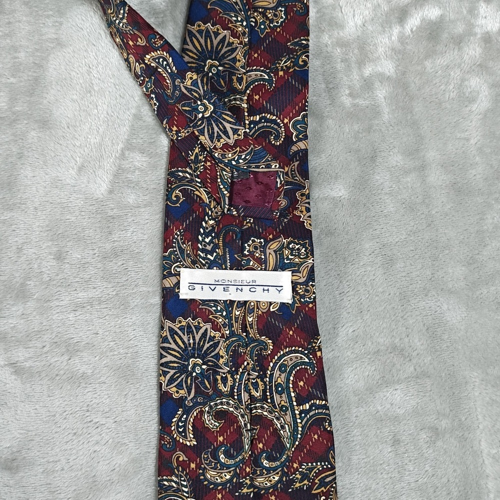 Vintage Givenchy Tie Men 57x3.75 Paisley Floral Monsieur Silk Made USA Old Money - Picture 3 of 7